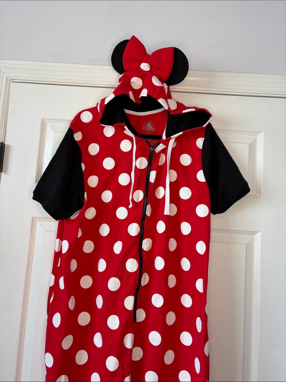 Disney Loungewear zippered Polkadot Minnie Hoodie Costume with Black Ears Sz 2XL